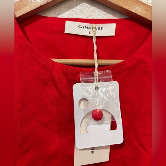 NWT Commense Red Button Front Mini Dress Size L - Picture 7 of 8